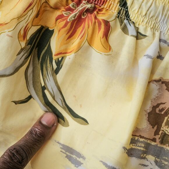 Vintage Speedo Mens Swim Trunks Men's‎ L Yellow Hawaiian Floral Bottoms Swimsuit - Picture 7 of 8